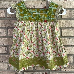 Matilda Jane Serendipity Green Floral Shabby Top Size 6